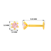 22K Yellow Gold Assorted Small Pink Nose Pin with Screwback with gold weight of 0.21g